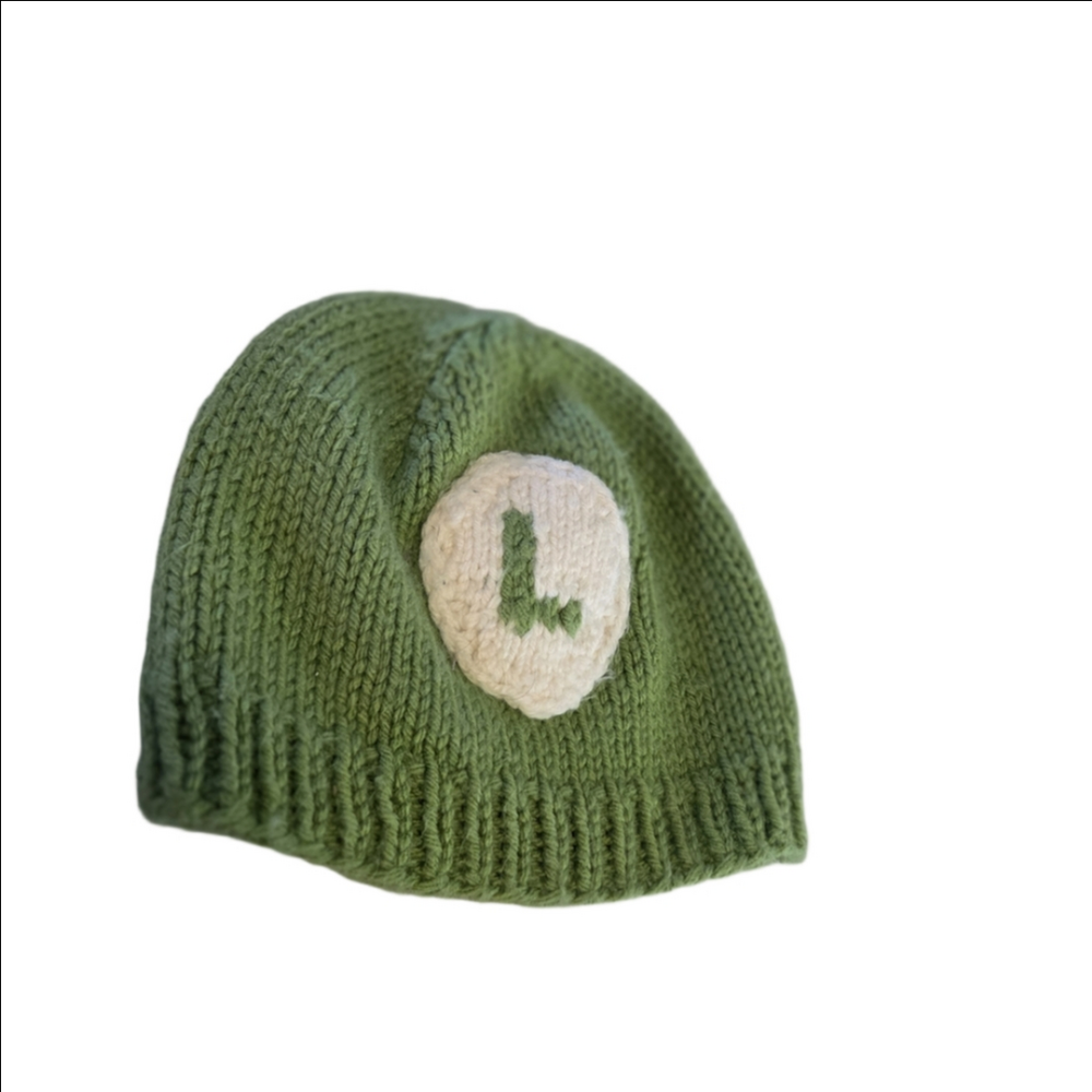 Cozy Green Knit Kids Beanie with Logo